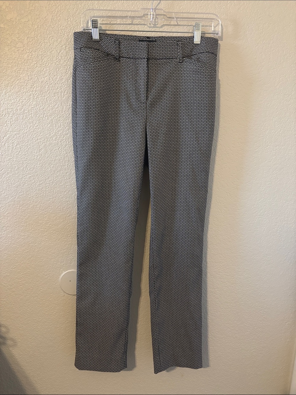 White House Black Market Black & White Micro-Print Trousers